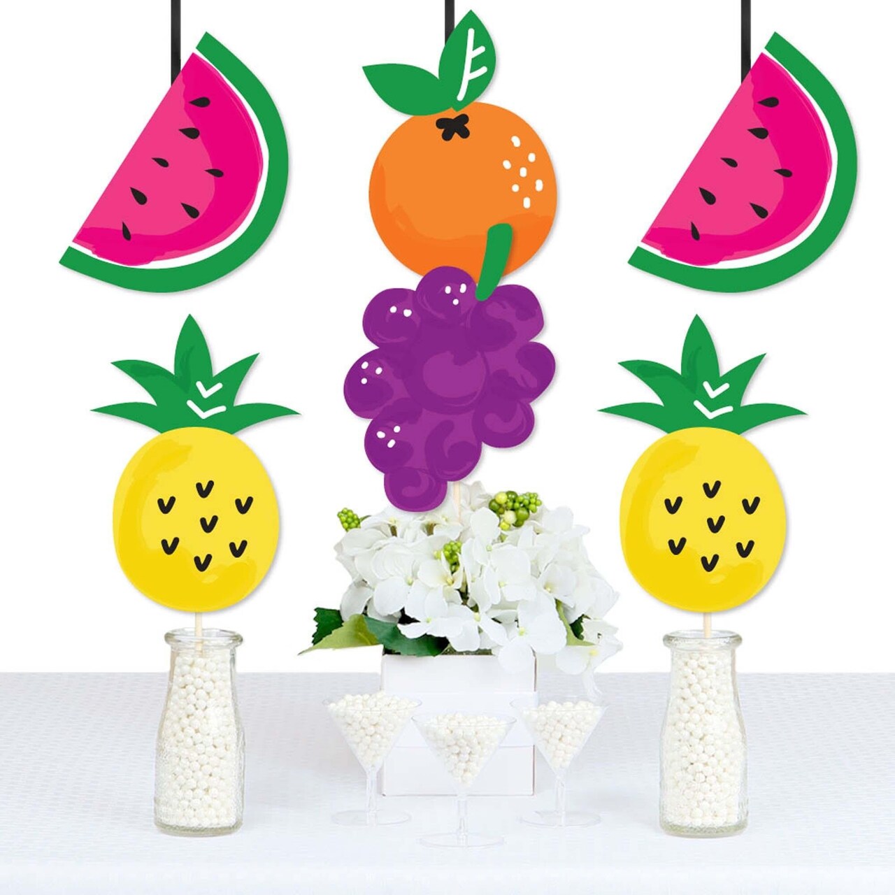 Big Dot of Happiness Tutti Fruity - Pineapple Grapes Pear & Watermelon Decor DIY Frutti Summer Baby Shower or Birthday Party Essentials - Set of 20